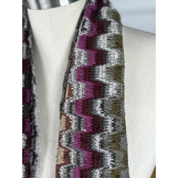 Vintage Missoni Scarf, Wool Blend, Purple Geometric Zigzag, Fringe, Italy, NWOT - Picture 5 of 8